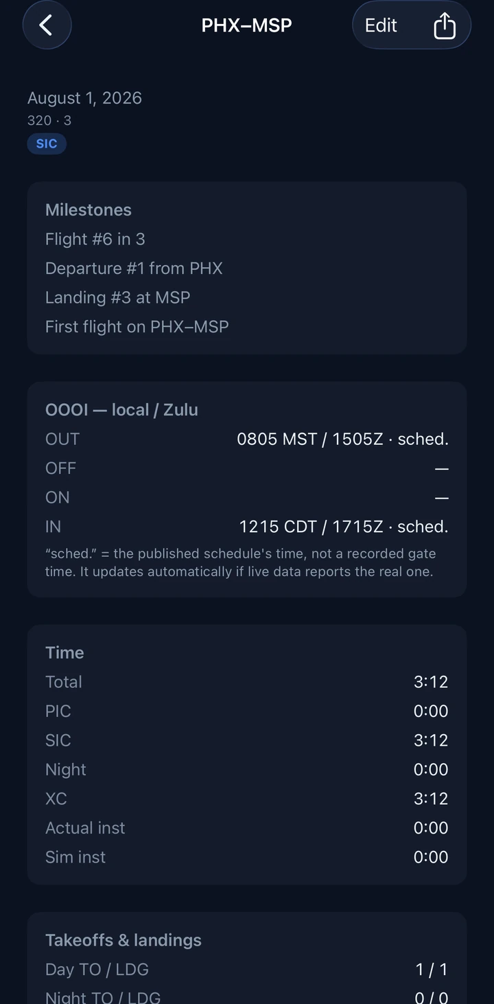 Logbook view